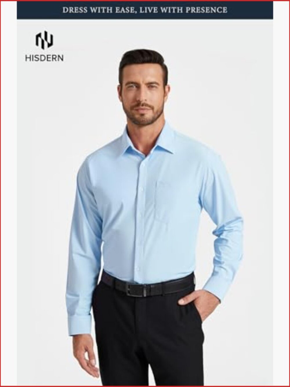 Non Iron Stretch Dress Shirt 4 Way Performance Button Down Long Sleeve Business View 3